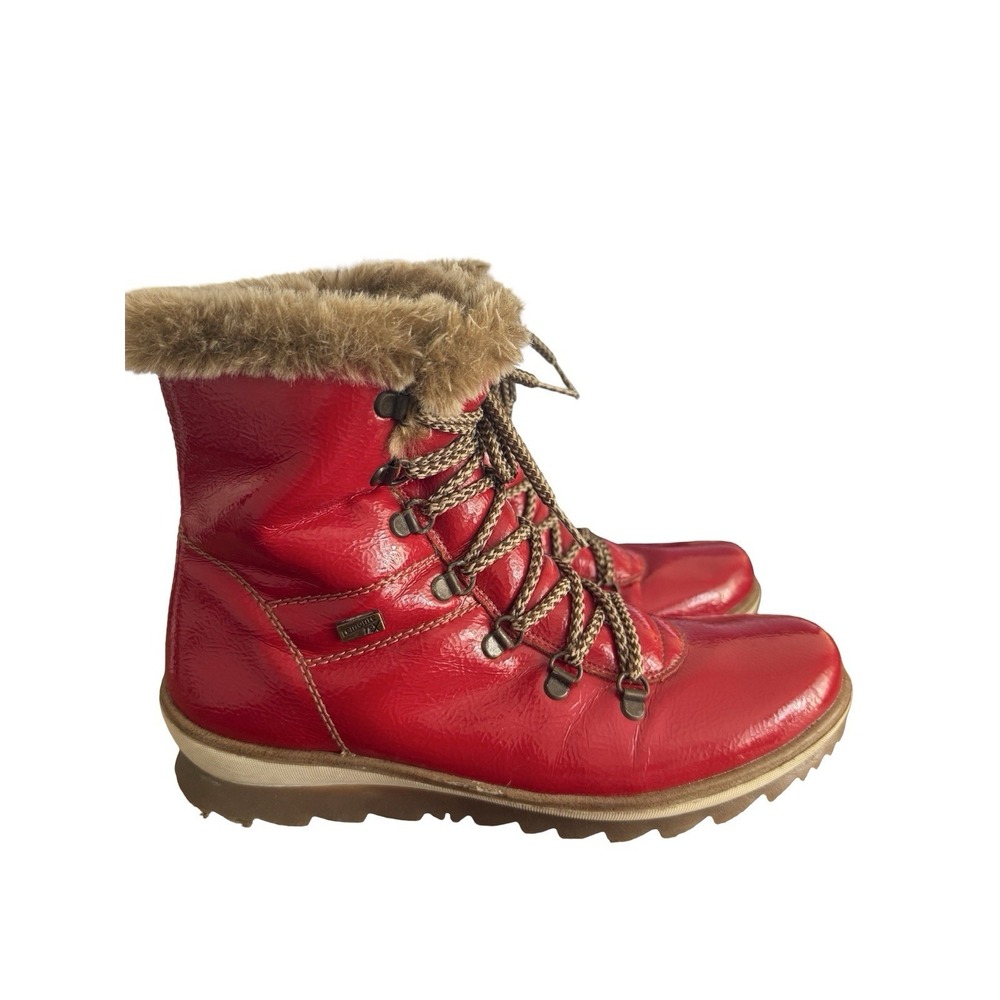 Women's Remonte R8472-35 Red Patent Leather Zip/Lace Ankle Boot Sz. 40